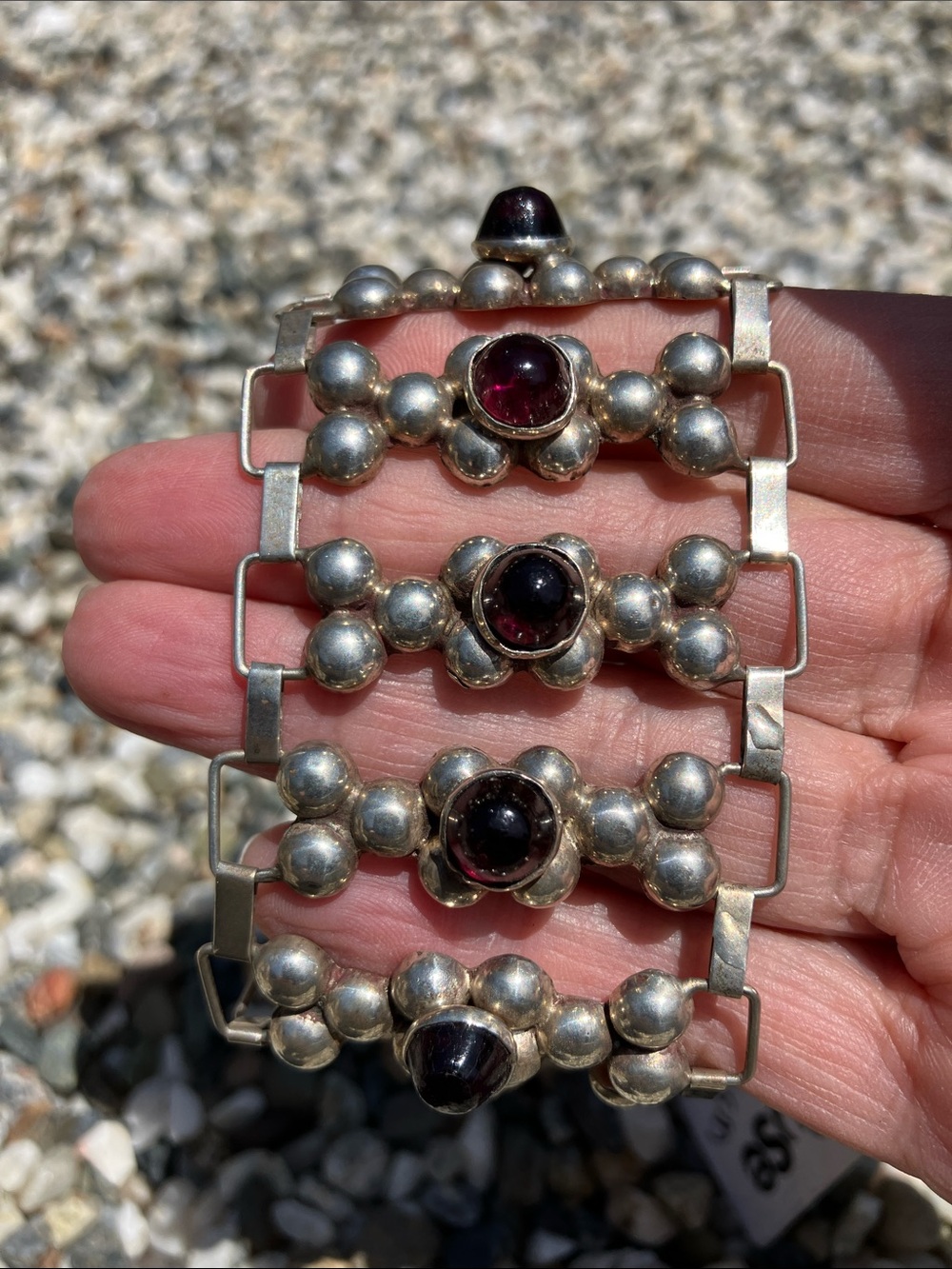 RARE! Iconic Vintage Fred Davis style Mexican Silver Caviar Bracelet